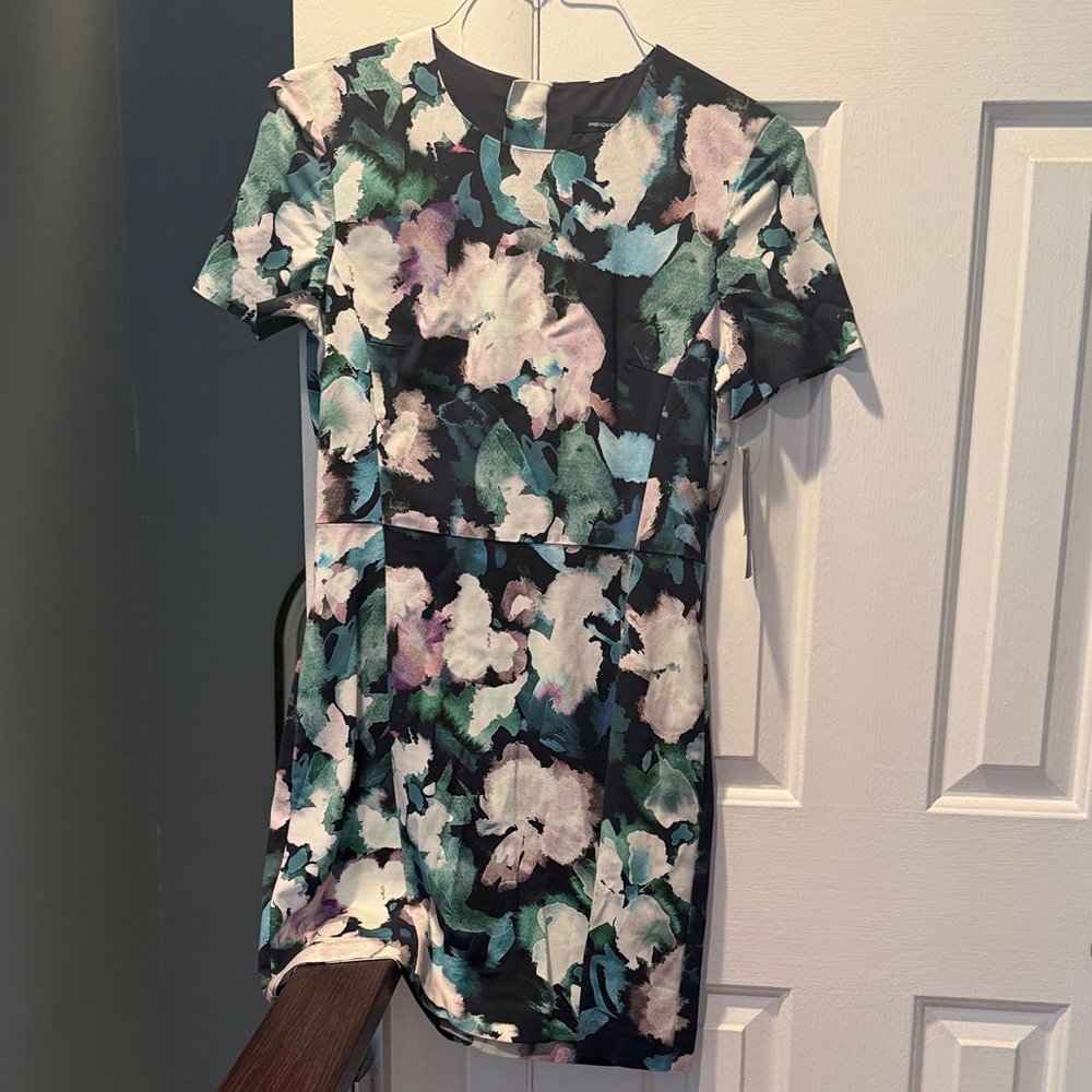 French Connection Floral Shift Dress - Black & Teal